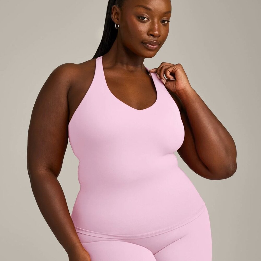 SoftMotion™ Racer Back Vest with Built in Bra Shelf with Grey Logo